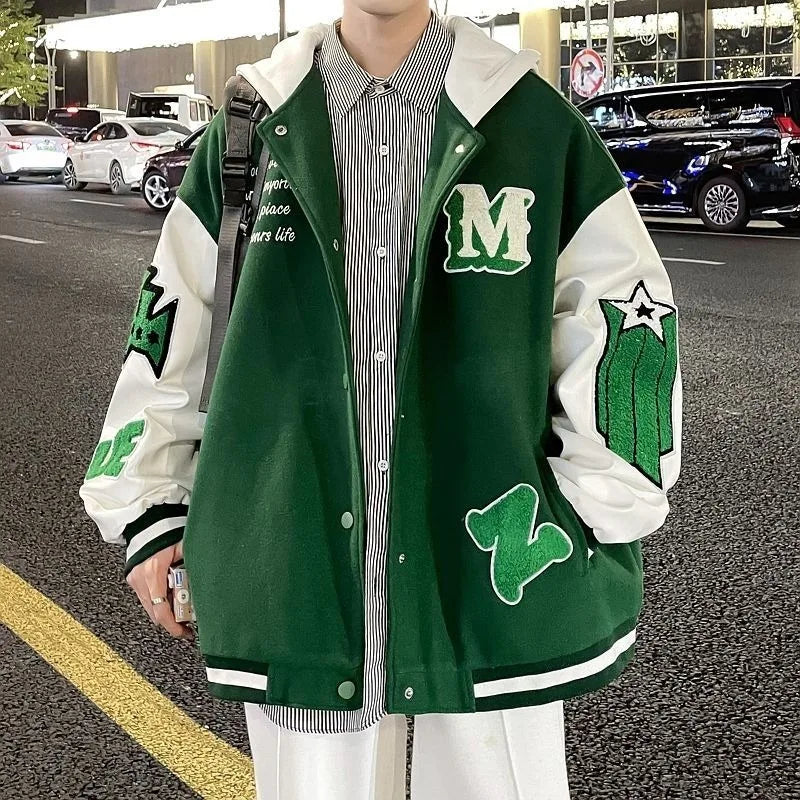ADVBRIDGE  -  Hip-hop Coat American Retro Joker Coat Men's INS Explosions Baseball Uniform Printing New Loose Leisure Sports Couple Coat