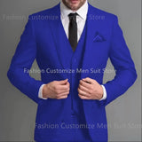 Advbridge Navy Blue Male Suits Slim fit Notched Lapel  Wedding Tuxedos 3 Piece Sets Tailor Made Business Mens Costume (Blazer+Pants+Vest)