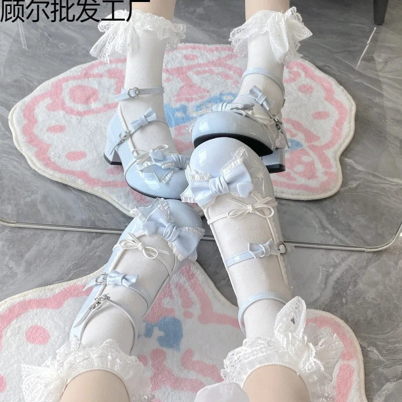 Advbridge Luo Shoes Cute Sweet Tower Sweetheart Girl Lolita Princess Leather Shoes Kawaii High Heels Single Shoes Tea Party