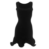 ADVBRIDGE  -  Personalized Fashion Irregular Hem U Collar Sleeveless High Waist Slim Fit Mini Tank Dress Summer Women Sexy New Streetwear