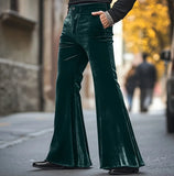 Advbridge High Street Velvet Flared Pants For Men Vintage Slim Fit Suit Trousers Spring Autumn Fashion Comfort and Soft Pant Streetwear