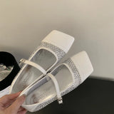 ADVBRIDGE  -  Silver Flat Shoes Ladies Pumps Spring Square Toe Mary Janes Women White Lazy Flats Comfortable Zapatos De Mujer Ofertas