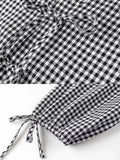 Advbridge Long Sleeve Bowknot Tie Up Plaid Women Blouse Shirt V Neck Casual Summer New Chic Green Top Female Black Blusa Mujer