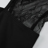 ADVBRIDGE  -  Elegant Black Floral Pattern Irregular Hollow Out Round Neck Open Back Bodycon Women's Dress Party Mesh Summer Tank Dresses