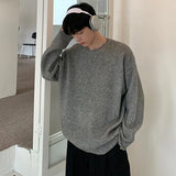 Advbridge Men's Clothing Korean Popular Knit Irregular O Neck Long Sleeve Pullover Sweater Solid Color Light Luxury Leisure Retro Knitwear