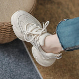 Advbridge Cowhide ~ Daddy shoes women 2024 spring and autumn new super thick sole increase white casual shoes burst