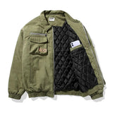 Advbridge Trendy Brand Pilot Jacket Men's Thick Military Green Cotton Jacket Workwear Jacket Loose Baseball Uniform