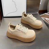ADVBRIDGE  -  Casual Shoes for Women 2025 Spring New Height Increasing Casual Sneakers for Women's Leather Thick Soled Big Toe Women's Shoes