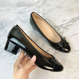 Advbridge Large 43 Multi-Color Bow Ballet High Heels Spring and Autumn Round Toe Fight Work Outside Wearing Block Heel Women's Shoes