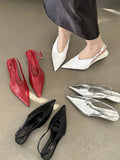 Advbridge Bailamos Solid Summer New Sandals Women Fashion Pointed Toe Ladies Elegant Slingback Sandal Med Heel Dress Pumps Shoes Lady