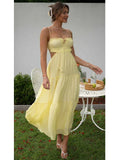 Advbridge Strapless Yellow White Summer Dress for Women Elegant Holiday Beach Boho Maxi Long Sundress Backless Sexy Party Vestidos