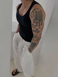 Advbridge Summer Simple Male Sleeveless Top Loose Solid Color Stripe Casual Cotton Vest 2024 New Korean Stylish Men's T-shirt Pullover