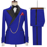 Advbridge Solid Men's 2 Pieces Suit Double Breasted Jacket and Trousers Dinner Party Wedding Groom Tuxedos Slim Fit Formal Business Suits