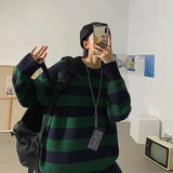 Advbridge Striped Knitted Sweater Men Women Vintage Tate Langdon Loose Sweaters Harajuku Green Warm Autumn Jumper Pullover Unisex Casual