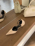 ADVBRIDGE  -  Pointed Heel Sandals Comfort Shoes for Women Suit Female Beige Girls Fashion Black High Leather Low Stiletto Scandals Rubber Fab
