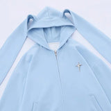 Advbridge Men Streetwear Hoodie Sweatshirt Hooded Rabbit Ear Hoodie Autumn Unisex Harajuku Anime Hooded Zipper Cardigan HipHop Couple Tops
