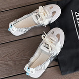 ADVBRIDGE  -  Women's 2025 Summer New Casual Ballet Single Shoes White Shoes Small Fragrance Style Trainer Shoes Fashionable and Versatile Low