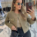 Advbridge Woman Outerwears Autumn Long Sleeve Cropped Jacket For Women Winter Button Demi-Season Short Coats Elegant Women's Coat
