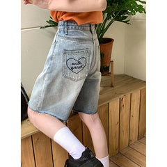 Advbridge -  Blue Jeans Women Shorts Straight High-Waisted Jeans Shorts Women's Summer Loose A-Line Pants Free Delivery Private Order