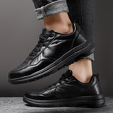 Advbridge Men's Business Leather Shoes Soft Moccasin Shoes Comfortable Casual Shoes for Men Autumn Solid Black White Men Sneakers