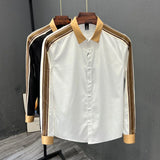 Advbridge Color Blocking Patchwork Design Shirt For Men Spring and Autumn Long sleeve Loose Top Fashion Trendy Casual Shirts Streetwear