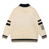 Advbridge Men Sweater Letter Print Hip Hop Streetwear Retro Polo Collar Harajuku Sweter Oversize Pullover Autumn Male Sweaters Pull Homme