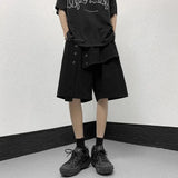 Advbridge Summer Fake Two Piece Design Shorts Men Fashion Streamer Overalls Hip Hop Sports Elastic Waist Casual Pants Loose Wide-leg Pants
