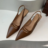 ADVBRIDGE  -  Black Summer New Women Sandal Fashion Pointed Toe Shallow Slip On Ladies Elegant Slingback Shoes Thin Med Heel Dress Mules