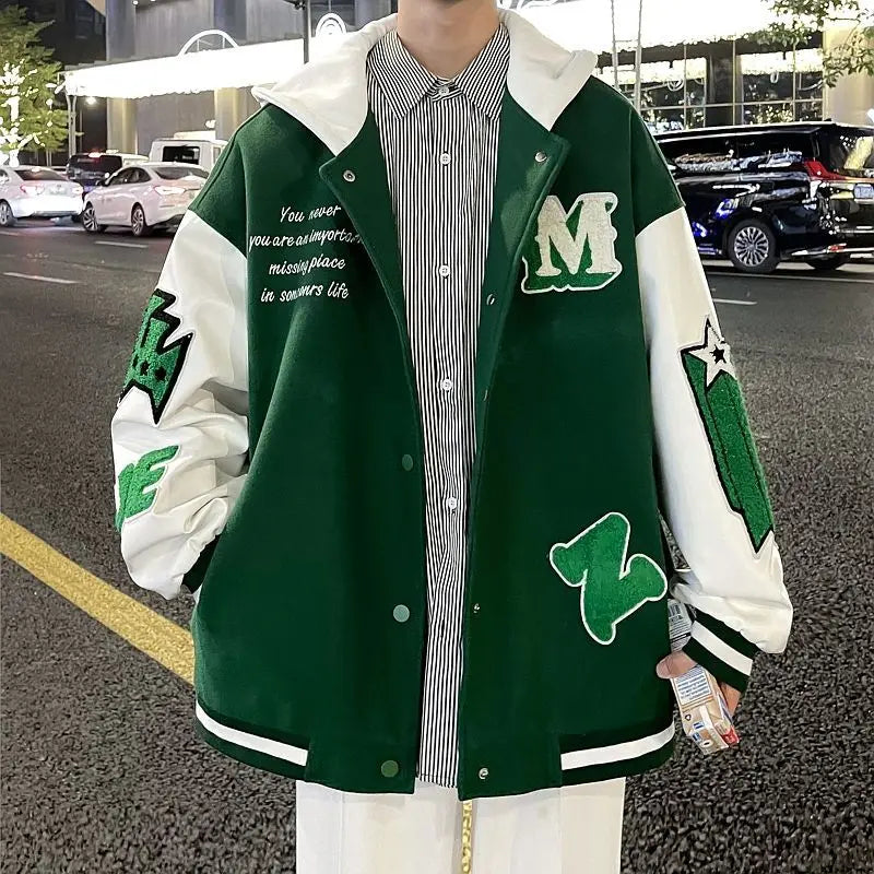 ADVBRIDGE  -  Hip-hop Coat American Retro Joker Coat Men's INS Explosions Baseball Uniform Printing New Loose Leisure Sports Couple Coat