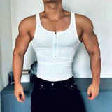 Advbridge Sexy Vest Men Sleeveless Half Open Zipper Slim T-shirt Spring Summer Fitness Muscles Sport Training Tight Fit Tank Top Clothing