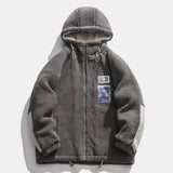 Advbridge Men‘s Wintern outfits Men Winter Fleece Jacket Lamb Wool Hooded Coat Mens Thick Warm Coat Loose Japanese Streetwear Casual Harajuku Zippered Jacket Advbridge Men‘s Wintern outfits