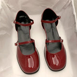 Advbridge New Design Mary Jane Shoes Buckle Pumps Women Elegant Shallow Hollow Thick Heel Casual Shoes Ladies Office Party Leather Shoes