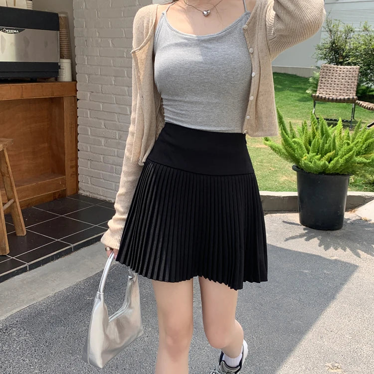 Advbridge  -  4colors SML Korean Preppy style high waist Mini Skirts Woman Summer Slim A-line pleated Skirts womens (X2886)