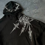 Advbridge Dark Gothic geometric pattern printed oversized pullover hoodies women Y2K street hip-hop rock trend couple versatile sweatshirt