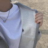 Advbridge Women Hoodies Retro Solid Color Zip Up Oversized Sweatshirts Harajuku Korean Version Long Sleeve Hooded Jackets Coat