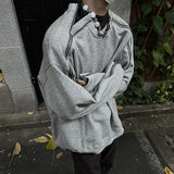 Advbridge Men's Chic Zipper Sweatshirt Light Luxury Long Sleeve Solid Color O Neck Korean Popular Retro Loose Leisure Streetwear Clothing