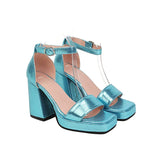 Advbridge Gold Blue Silver Bling Glitter Party Wedding Summer Shoes Women Classic Shoes Open Toe Chunky High Heels Platform Sandals Luxury
