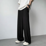 ADVBRIDGE  -  Summer Pleated Pants Men Fashion Oversized Ice Silk Pants Men Japanese Streetwear Hip-hop Loose Straight Pants Mens Trousers