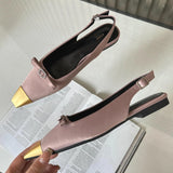 Advbridge  -  Satin Flat Shoes for Women Fashion Designer Office Shoes Comfy Bow Elegant Classic Pumps Metal Square Head Flat Shoes Female