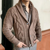 Advbridge Men Autumn Winter Casual Solid Long Sleeve Button Lapel Loose Mens Sweaters Outerwear Vintage Jacquard Knitted Sweater Cardigans