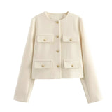Advbridge Woman Outerwears Autumn Long Sleeve Cropped Jacket For Women Winter Button Demi-Season Short Coats Elegant Women's Coat