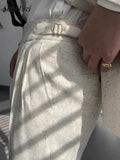 Advbridge 2025 Spring Casual Trousers Mens Vintage Belt High Waist Straight Pants Naples Fashion Solid Color Pleated Mens Woolen Trousers