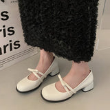 Advbridge Red Vintage High Heeled Leather Shoes Women New Spring Summer Thick Heel Mary Jane Pumps Elegant Woman Shoes with Low Heels