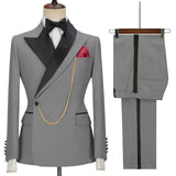 Advbridge Solid Men's 2 Pieces Suit Double Breasted Jacket and Trousers Dinner Party Wedding Groom Tuxedos Slim Fit Formal Business Suits