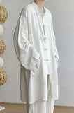 ADVBRIDGE  -  M-5XL Plus Size Men Chinese Tang Suit Tai Chi Set Kung Fu Long Sleeve Shirt and Pants Uniform Knot Buttons Long Shirt Man XXXXXL