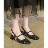 ADVBRIDGE  -  Square toe high-heeled shoes new summer magic buckle straight strap back empty single shoes thick heel toe sandals