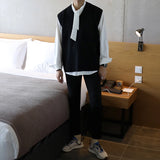Advbridge Autumn Winter Men Fashion V-neck Pullover Sleeveless Tops Men Leisure Loose Knitted Vest Male Solid Color Sweater Vest M34