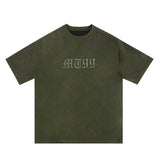 Advbridge Original Letter Embroidery O Neck Suede Summer Tshirts for Men and Women Short Sleeve Streetwear Casual Oversized Top Tees