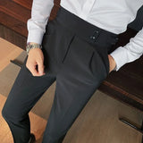 Advbridge Men's Luxury Button-down Draped Baggy Suit Pants Casual Solid Color Straight Premium Elegant Dress Pants 2024 New Spring