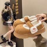 Advbridge Cute Cat Paw Cotton Snow Boots Shoes With Winter Velvet Thick Sole Indoor Outdoor Shoes ForWarm Round Toe Ankle Boots